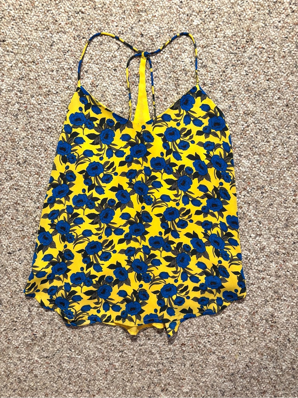 Harper Heritage Summer Floral Racerback Tank Top in Yellow and Blue